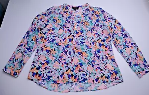 Diana Ferrari Top Blouse Shirt Sz 12 Exclusive Print Bright Abstract Floral L/S - Picture 1 of 20