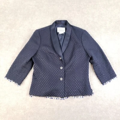 Rickie Freeman Teri Jon Blazer Dress Suit Set Womens SZ 10 Blue 2 Piece Textured - Image 1 of 4