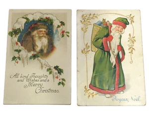 2 Vintage Weihnachtspostkarten mit Weihnachtsmann Anfang 1900 Joyeux Noel Tuck & Sons - Bild 1 von 11