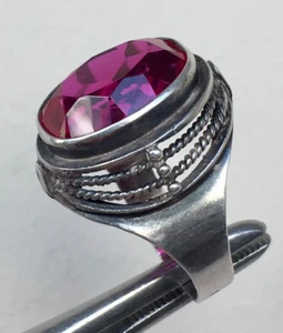 Ring № 12 Vintage Sterling Silber 875 ☆ UdSSR Rubin Ring 5,75 Gr. 16,5" 5,21 gr - Bild 1 von 24
