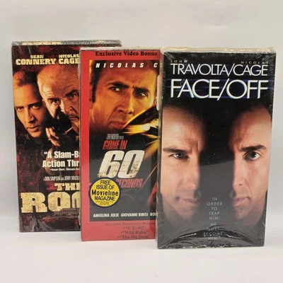 Nicholas Cage VHS LOT Gone In 60 Seconds/Face Off/The Rock ALL FACTORY SEALED - Image 1 of 4