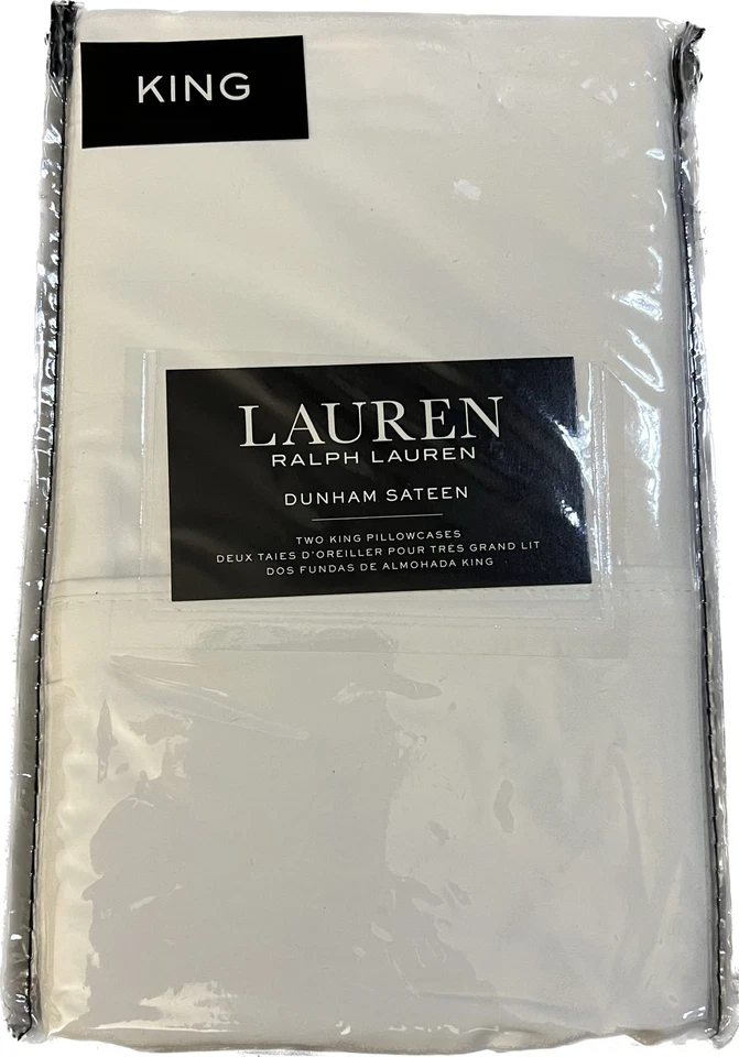 Ralph Lauren Juego de Fundas de Almohada Dunham Satén Tamaño King Blanco -300 Hilos Co... Foto 1 de 1