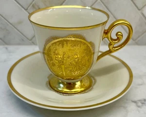 Hutschenreuther Heavy Gold Courting / Fragonard Scene Demitasse Cup and Saucer - Picture 1 of 4