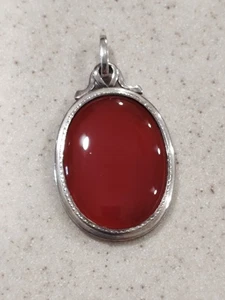 Vintage O. OVE? CIONDOLO CABOCHON CORNIOLA OVALE ARGENTO STERLING 925 KOLDING DANIMARCA - Foto 1 di 9