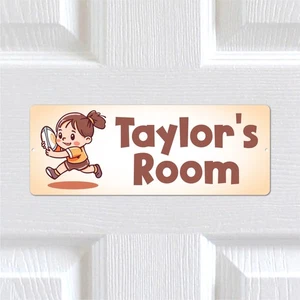 Personalised Girls Rugby Door Sign Aluminium Child Bedroom Plaque Cute. Any Text - Picture 1 of 5