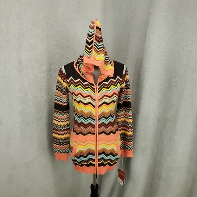 Nueva Chaqueta Missoni Niñas Grande Multicolor Chevron Cremallera Completa Sudadera con Capucha Nueva con Etiquetas Target Foto 1 de 4