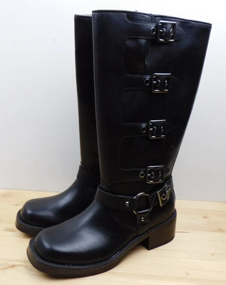 Wild Fable Women's Rebel Faux Leather Tall Moto Buckle Boots Size 7 Black - Image 1 of 4