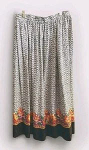 Falda de seda vintage de estudio para mujer 12 negra maxi estampado floral dobladillo a lunares  - Imagen 1 de 7