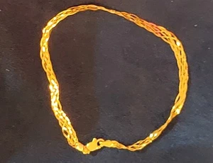 18K Solid Yellow Gold 7 " Sparkling Braided Bracelet. Perfect Condition 1.8g - Picture 1 of 24