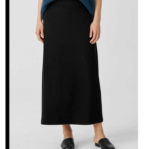 Eileen Fisher Black Linen A-Line Maxi Skirt Size L - Picture 1 of 9