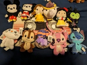 Disney Monogram Plush Bag Clips Stitch Mickey Cheshire Maleficent Chip Angel - Picture 1 of 25