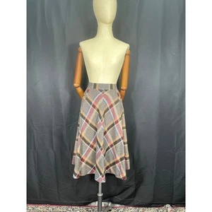 Vintage Plaid Midi Skirt, From the 70's, Fanny Fitz, High Waist, A-Line - Picture 1 of 7