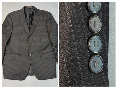 Tasso Elba Mens Black Striped Sport Coat Suit Jacket Blazer Size S42 - 90% Wool - Image 1 of 4