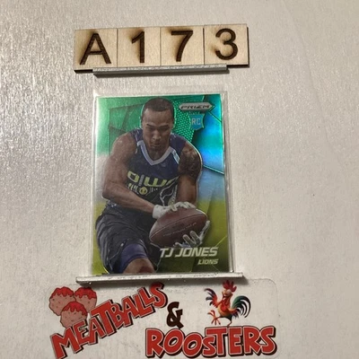 2014 Panini Prizm Neon Green & Yellow Prizm TJ Jones #213 Rookie RC - Image 1 of 3