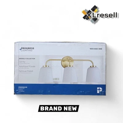 Progress Lighting Bredela 23英寸 3光拉丝金色农舍梳妆灯 — 第 1/4 张图片