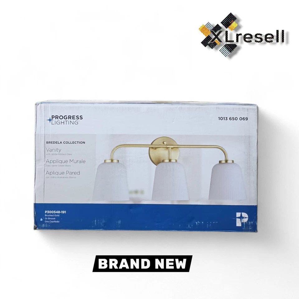 Progress Lighting Bredela 23 in. 3-Light Brushed Gold Farmhouse Vanity Light - Image 1 of 4