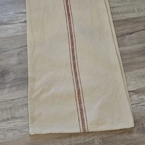Pottery Barn w/Red Stripes Table Runner 17.5x108" Natural Oatmeal - Picture 1 of 6