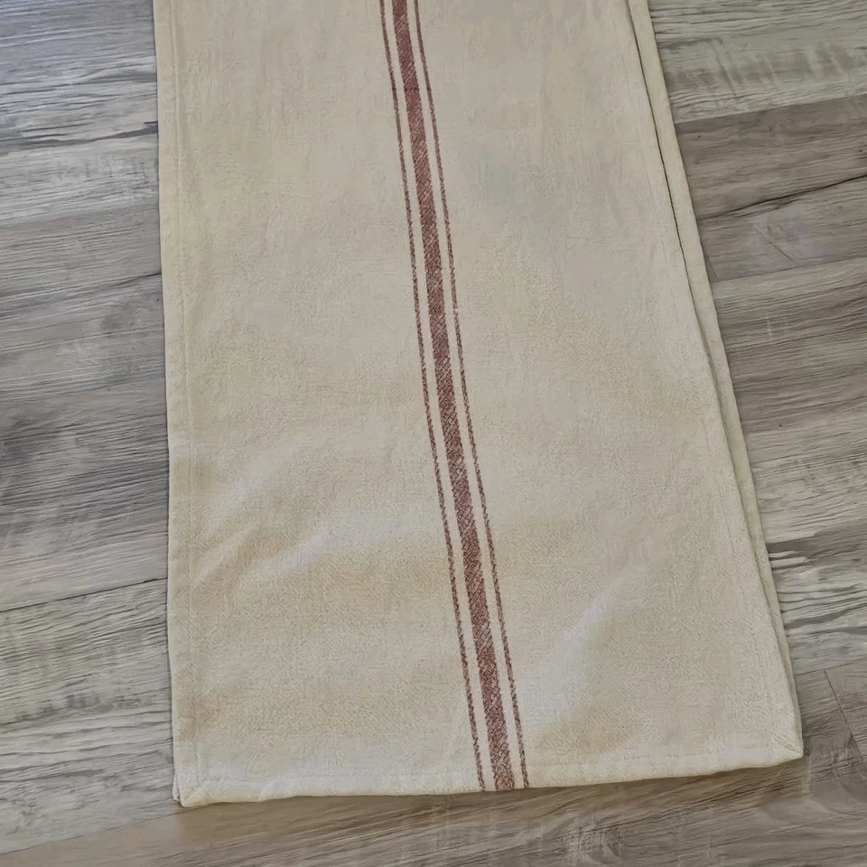 Pottery Barn w/Red Stripes Table Runner 17.5x108" Natural Oatmeal - Image 1 of 4