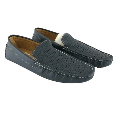 Beverly St Mens Penny Loafer Driving Moccasin Faux Leather Slip On Navy Blue 8.5 - Image 1 of 4
