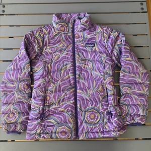 Patagonia Girls Down Sweater Jacket Size Medium 10 Full Zip Puffer Multicolor - Picture 1 of 7