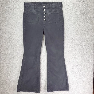 Pantalones de pana American Eagle Kick Boot para mujer 14 (34x30) gris tiro alto acampanados Foto 1 de 4
