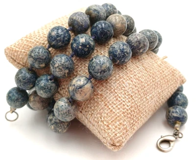 SCORZALITE-LAZULITE  COLLANA PERLE PIETRA NATURALE - Immagine 1 di 4