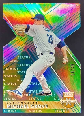 2019 Panini Elite Extra Edition Michael Grove Status Die Cut /25 #140 Dodgers - Image 1 of 4