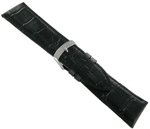 24mm Morellato Black Alligator Grain Padded Genuine Leather Mens Watch Band 3395 - Picture 1 of 2