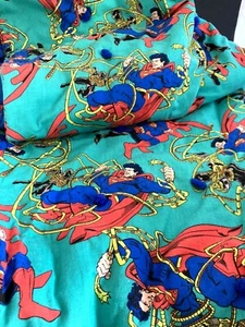 Vtg 1996 DC Comics Superman/Superhero Handmade Baby Crib Blanket 40" x 50" - Picture 1 of 8