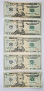 Lot of 5 $20 Bill Star Notes 2013 and 2017 Series. - Picture 1 of 12