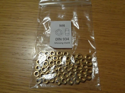 Sechskantmutter M4 Messing DIN 934, 50 Stück, NEU! - Bild 1 von 2