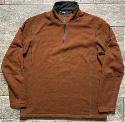 KUHL PULLOVER MENS LARGE REVEL 1/4 QUARTER ZIP SWEATER LONG SLEEVE BROWN 3007 - Image 1 of 4