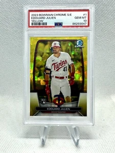 Edouard Julien RC 2023 Bowman cromo zafiro amarillo/50 RC PSA 10 - Imagen 1 de 2