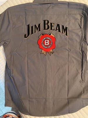 Jim Bean Grey Mechanic Shirt Button Up XLarge - Image 1 of 4