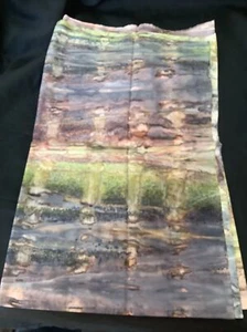 Batik Cotton Fabric - Blue/Green/Purple/Brown/Red Wave Pattern, 34" W x 44" L - Picture 1 of 2