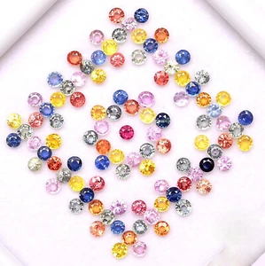 2.50 mm Natural Multi Sapphire Round Cut Lot 25 Pcs 2.27 Cts Loose Gemstones - Picture 1 of 6