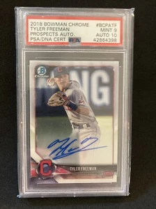 2018 Bowman Chrome - Prospect Autographs Tyler Freeman #BCPA-TF (AU, RC) - Foto 1 di 2