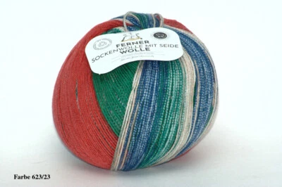 Ferner Sockenwolle mit Seide, 4-fach, Merino und Seide, verschiedene Farben - Bild 1 von 2
