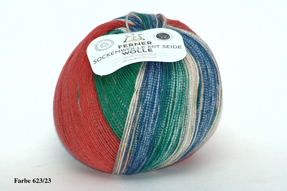 Ferner Sockenwolle mit Seide, 4-fach, Merino und Seide, verschiedene Farben - Bild 1 von 2