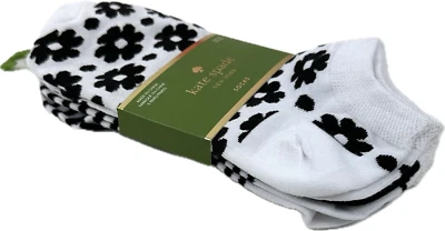 Kate Spade Women 3 Pk Black White No Show Polyester Stripe Floral Sock Set OS - Image 1 of 2
