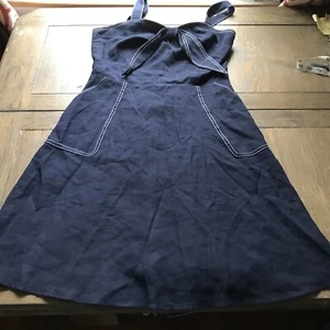 Level Eight Med Sommerkleid marineblau Schleife Matrose Pin-up-Stil ausgestellt mit Taschen sehr guter Zustand - Bild 1 von 6