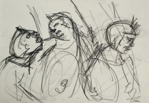 Scuola Francese del XX Secolo Disegno Carboncino Matita da Maurice Gambier Raro - Foto 1 di 4