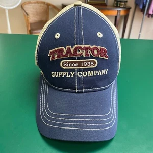 Hat Ball Cap Tractor Supply Dark Blue Canvas Tan Mesh Back and Adjustable Sizing - Picture 1 of 6