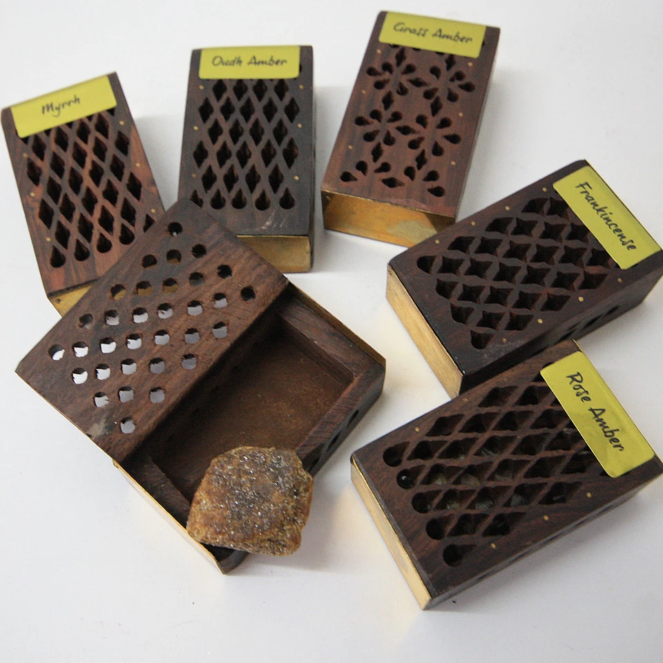 Amber Kristall Holz Kästchen Natur Pflanzlich Parfum Duft Crystal Amberstein ts - Bild 1 von 4