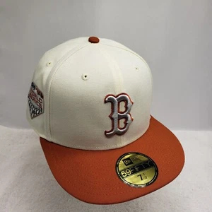 New Era Cream/Orange Boston Red Sox MLB 2018 World Series Hat Cap Size 7 1/2 - Picture 1 of 6