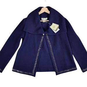 NWT Doncaster Luxury Wool Open Front Short Jacket Cardigan XS Petite Purple. - Picture 1 of 13