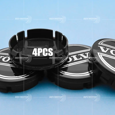 4PCS SET OF 4 FOR VOLVO BLACK SILVER CENTER WHEEL HUB CAPS COVER RIMS SPORT Foto 1 de 4