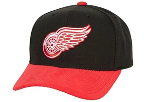 NWT Mitchell & Ness® Detroit Red Wings Cord Black Snapback Hat - Picture 1 of 3