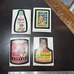 (4) 1979 Fleer Crazy Labels Stickers Wacky Package Cards