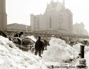 Cleaning the Streets in a New York City Blizzard - 1899 - Historic Photo Print - Picture 1 of 1